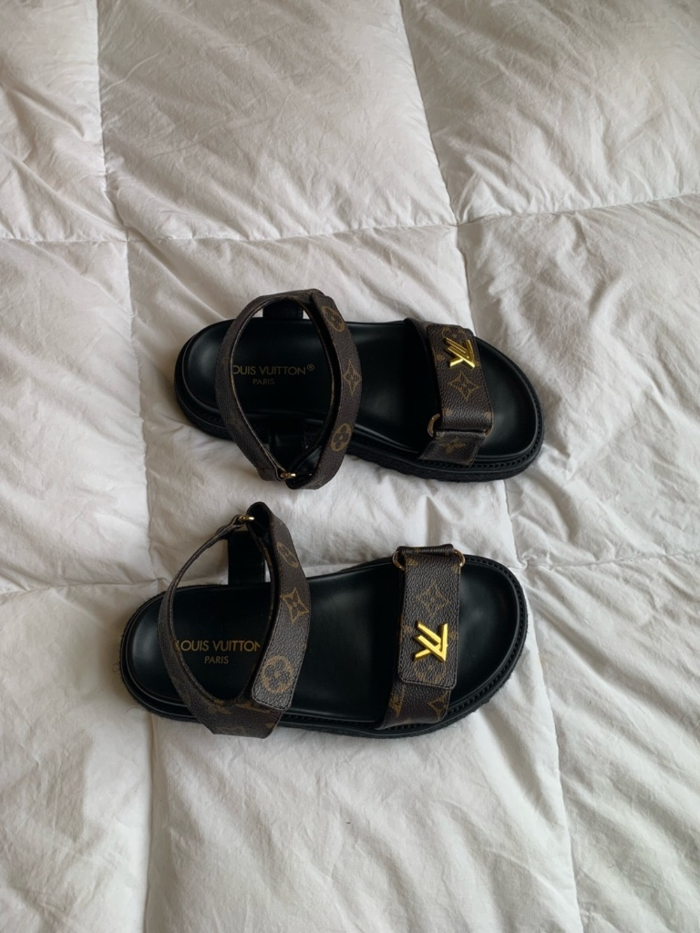 Women’s Louis Vuitton Brown and Black Sunset Comfort Monogram Canvas Sandals - Picture 9 of 9